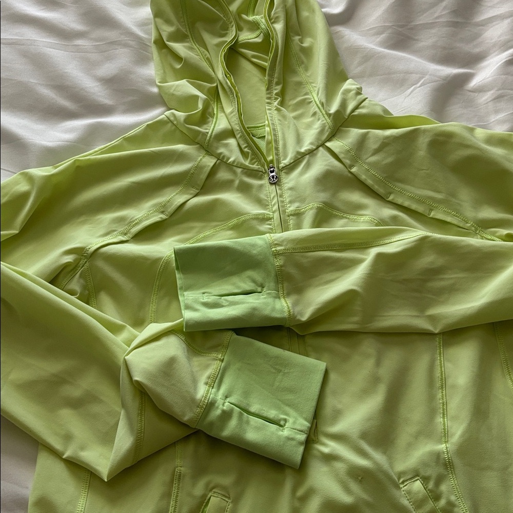 Lululemon Neon Yellow Quarter Zip Hooded Pullover Running Jacket - Picture 6 of 15